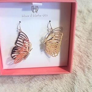 House of Harlow Gold Tone Butterfly Earrings